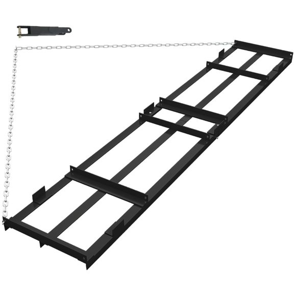 BeesClover Herse de Traction 48*20/72x20 Pouces pour Allée avec Chaîne, Traction d'Allée Robuste, Râteau de Remorquage derrière la Pelouse pour VTT, UTV, Tracteur, Tondeuse, Outil de Nivellement de Pelouse Gravier, Sable, Terre, Foin