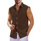 thumbnail image 2 of Men's Summer Hawaiian Solid Color Sleeveless Button-Down Shirt 2XL, 2 of 4