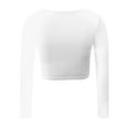 thumbnail image 7 of UJNDER Womens Square Neck Open Umbilical Top Long Sleeve Slim Fit Short T Shirt Crop Tops for Women White XL, 7 of 7