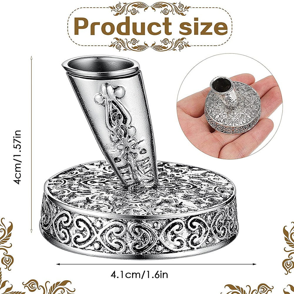 DOITOOL 2-Piece Vintage Round Metal Pen Holder - Golden/Silver Dip Pen Stand For Wedding Or Office Desk