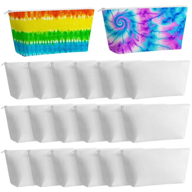Bolsas de maquillaje Sanwuta de algodón blanco para teñir corbatas, 20 unidades