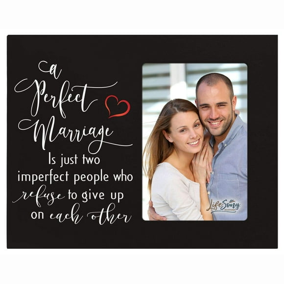 LifeSong Milestones A Perfect Marriage Wedding Anniversary Wooden 8"x 10" Picture Frame Engagement Gift for Couple, Best Friends, Newly Married Mr and Mrs. 4 x 6 Photo (Black)