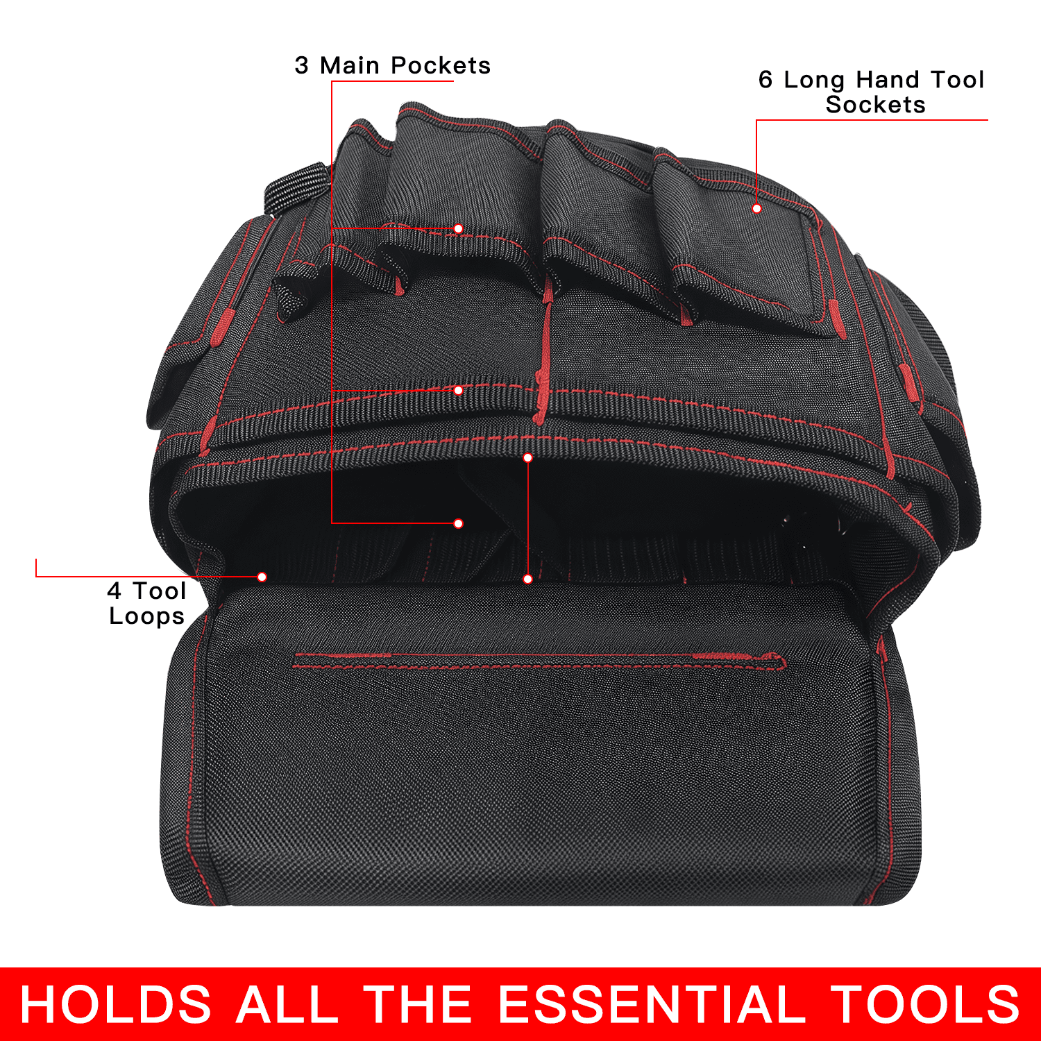 AGOPLEE Electrician's Tool Pouch - with Multiple Pockets, Hammer Loop & D-Ring - Multi-Pocket Tool Organizer for Electricians, Carpenters, HVAC Techs