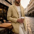 thumbnail image 5 of EANJE Mens Trench Coat Notched Lapel Single Breasted Long Windbreaker Jacket Lightweight Casual Classic Overcoat Khaki L, 5 of 7
