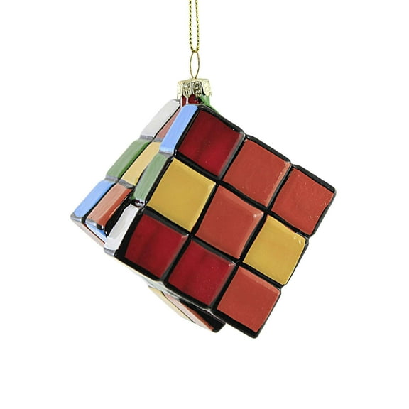 3.00In Puzzle Cube Ornament, Glass, Toy Game Brain Christmas Go8088