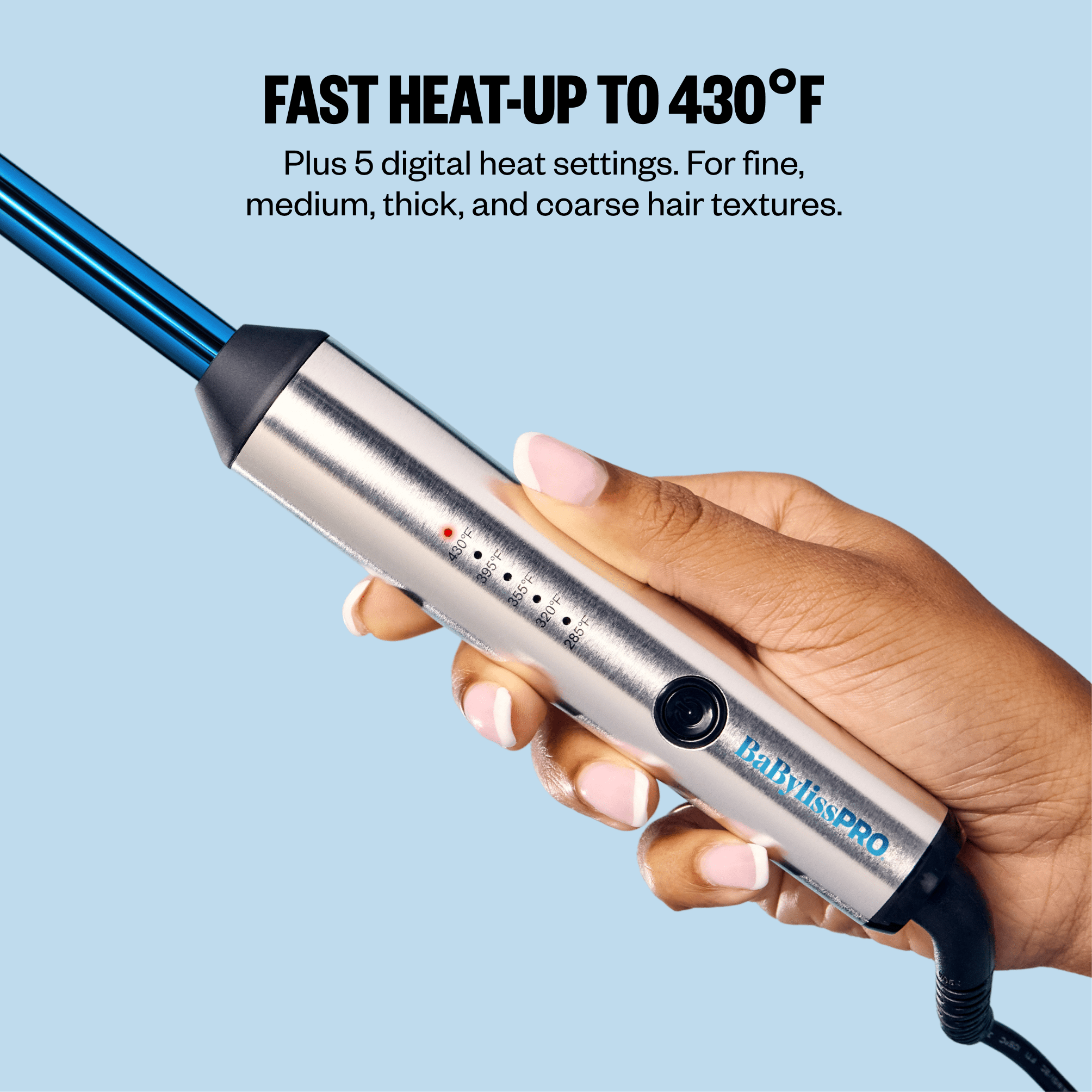 BaBylissPRO Nano Titanium Small Curling Iron, ½” Barrel, All Hair Types, 1 Count