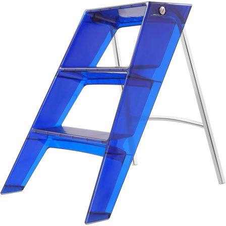 Step Stools for Adults, Acrylic 3 Step Ladder Folding Step Stool,2-in-1 Design with Ladder and Stool for Home and Library 220lbs Capacity (Blue)
