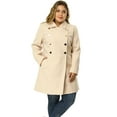 thumbnail image 2 of GRACE & GRANDEUR Women's Plus Size Turn Down Collar Double Breasted Long Overcoat, 2 of 6