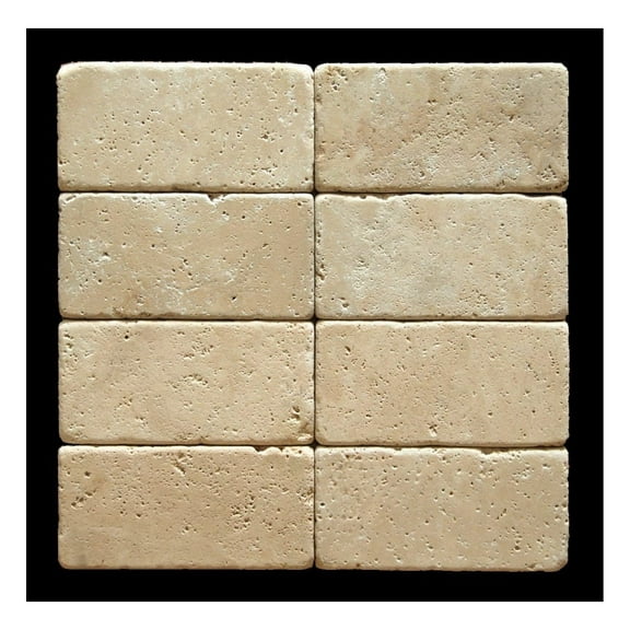 (Light) Travertine 3 X 6 Subway Field Tile, Tumbled Classic