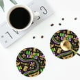 thumbnail image 5 of Kll Round Shape Drink Coasters Set Of 4,Pu Leather Absorbent Coasters Set Decorative Coffee Cup Coasters Housewarming Gift For Home Decor-Mardi Gras3, 5 of 9