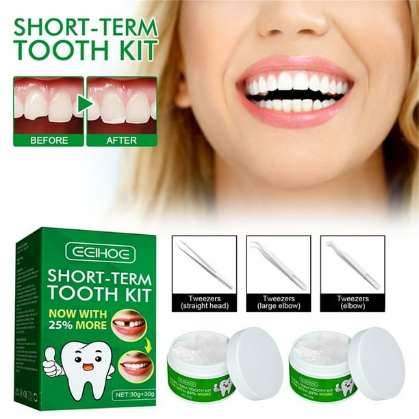 Fiudx Kit de Dientes Temporales, Reemplazo de Dientes Realista, Reparación Dental Fácil de Usar, Perlas Polimórficas para Resultados Duraderos, Restauración de Sonrisa En Casa, Aumento de Confianza A