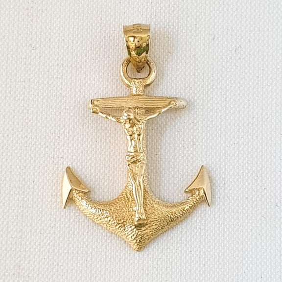 14K Yellow Gold Mariners Crucifix Cross Pendant