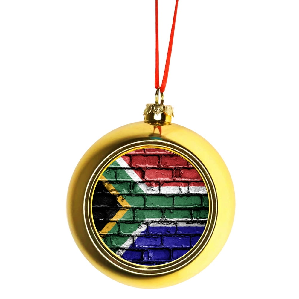 Flag South Africa South African Brick Wall Style Print Bauble
