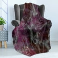 thumbnail image 4 of Marble Print Soft Flannel Fleece Throw Blanket, Psychedelic Dark Colors Cloudy Onyx Stone Surface, Cozy Plush for Indoor and Outdoor Use, 60" x 80", Charcoal Grey Magenta, by Ambesonne, 4 of 5
