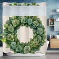 thumbnail image 6 of Spring Green Rose Wreath No Hooks Shower Curtain with Snap-in Liner Vintage Watercolor Green Floral Leaf Linen Shower Curtains for Bathroom, Waterproof, Easy Install, Washable 72"x72", 6 of 9