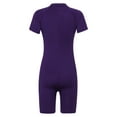 thumbnail image 2 of Sxiwei Kids Big Girls Zippered Swimsuit Swimwear Bathing Suit Rash Guard Shorty Sun Protection Purple 16, 2 of 7