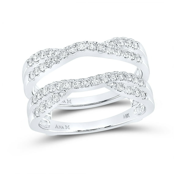 14K White Gold Womens Round Diamond Wedding Wrap Ring Guard Enhancer 1/2 Cttw, Womens Size: 5-10