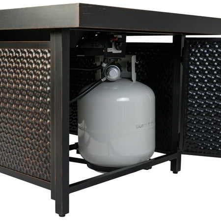 Fire Sense - Weyland Rectangular Aluminum LPG Fire Pit - Antique Bronze