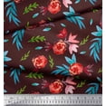 thumbnail image 2 of Soimoi polyester Crepe Fabric Flower & Leaves Watercolor Print Sewing Fabric Yard 42 Inch Wide, 2 of 3