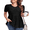 Black, variant on Women Peplum Tops Casual V Neck Short Sleeve Tunic Shirts Summer Babydoll Blouses