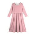 thumbnail image 4 of Big Girls Long Sleeve Dress, Extra Long Maxi Dress with Side Pockets, Cozy Fall & Spring Outfit for School & Party 150Pink, 4 of 4