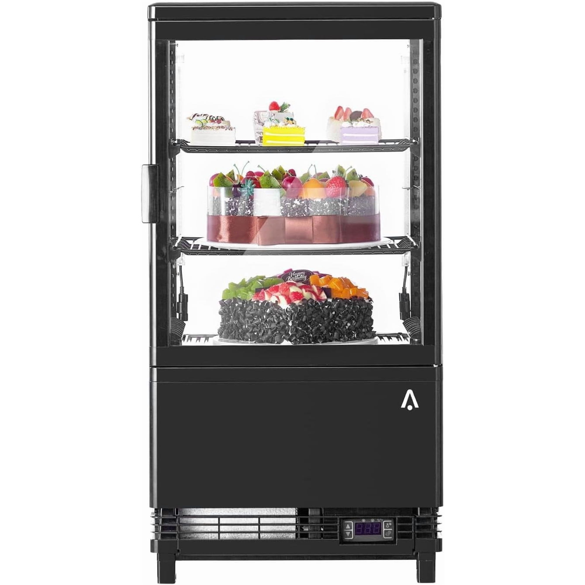 Homhougo Refrigerated Display Case, 2.0 Cu.Ft, Countertop Pastry Display Case Commercial Display Refrigerator with LED Lighting, Frost-Free Air-Cooling, Locked Door for Bakery