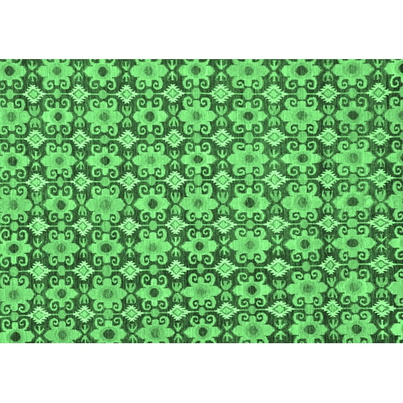 Ahgly Company Indoor Rectangle Abstract Emerald Green Modern Area Rugs, 7' x 9'