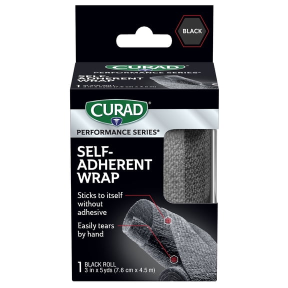 CURAD® Performance Series® Self-Adherent Wrap, Black, 3 in x 5 yds, 1 Roll