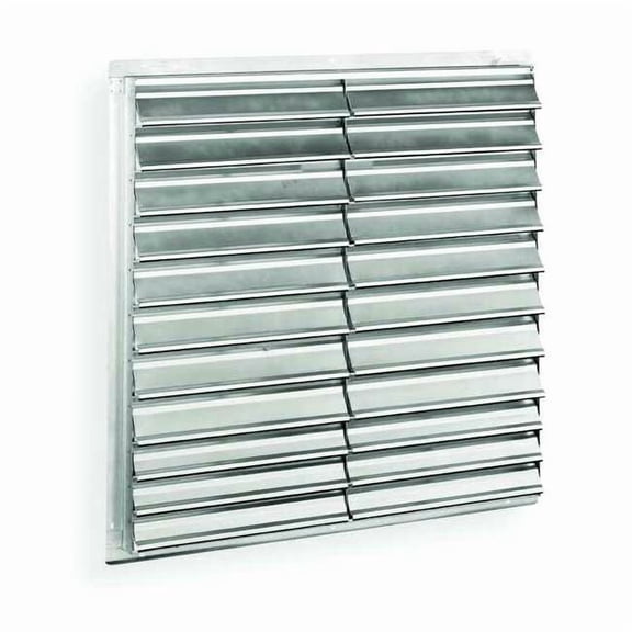 54 in 57"H-W 6 1/4"L Alum Wall Fan Shutter, 54-1/2 in x 54-1/2 in, Aluminum