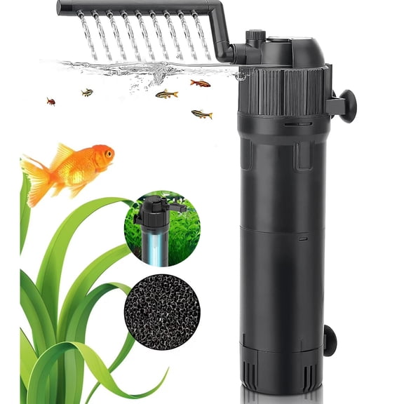 5 IN 1 UV Fish Tank Aquarium Filter with Aeration/Rainfall Modes for 40-120 Gallon, Flow Rate and Direction Adjustable