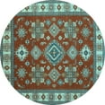 thumbnail image 1 of Ahgly Company Indoor Round Geometric Light Blue Traditional Area Rugs, 5' Round, 1 of 4