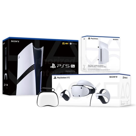 PlayStation 5 Pro & PSVR2 Deluxe Combo, VR2 Headset, Sense Controllers, PS5 Pro + Disc Drive, DualSense, 4K HDR Advanced Rendering, Eye Tracking, Adjustable Lens, with Mytrix Case- PS5 VR2 Bundle