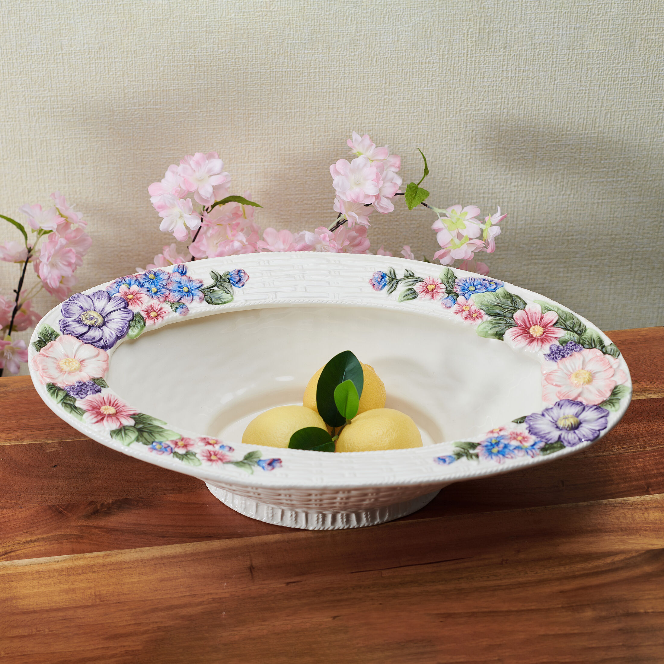 Fitz and Floyd Jardin 18 in Earthenware Bowl