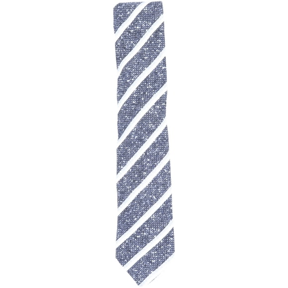 Paolo Albizzati Men's Navy / Light Blue White Linen Diagonal Stripes and Speckled Print Necktie - One Size