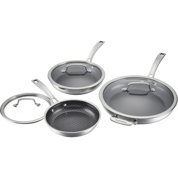 Cuisinart FusionPlus™ 6‑Piece Stainless Steel Non‑Stick Fry Pan Set, 8", 10", 12" Skillets with Lids, PFAS‑Free, Induction Ready Cookware (FPS‑6SSCRC)