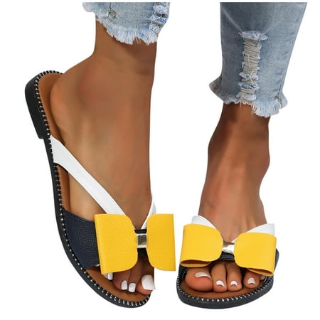 

2022 Women Flat Sandals Open Toe Bowknot Sandals Fashion Casual Slippers Casual Summer Beach Sandals