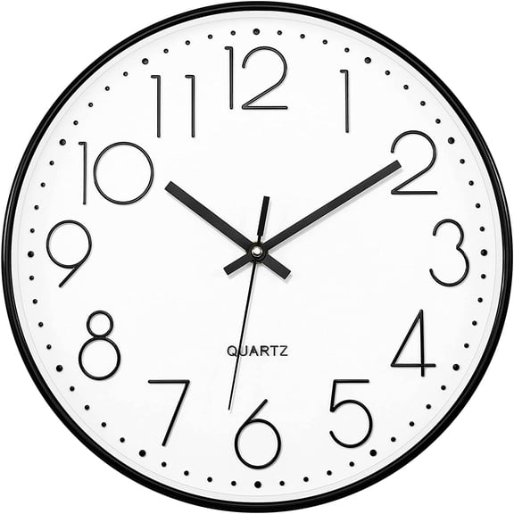 Modern Wall Clock 12 Inch Non-Ticking Silent Battery Operated Round Wall Clock for Office Bedroom Living Room Kitchen Home School Decor