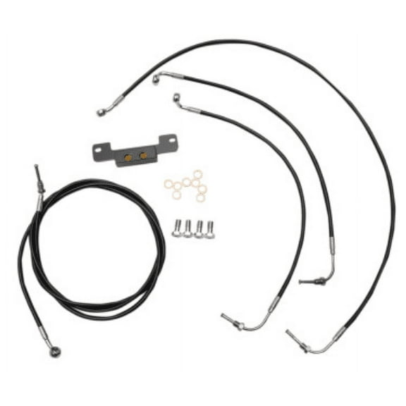 LA Choppers LA-8055KT-16B Standard Handlebar Cable/Brake & Clutch Line/Wire Kit - Black Vinyl/Stainless Braided