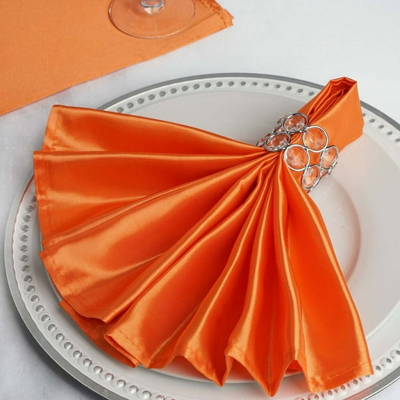 Efavormart 20"x20" Orange Wholesale SATIN Linen Napkins For Wedding Birthday Restaurant Party Tableware Decoration - 25 PCS