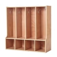 thumbnail image 1 of KFFKFF 4-Section Kids Coat Locker, Wooden Toddler Cubby Storage Organizer with 8 Hooks & Non-Slip Mat, Modern Kid Coat Cubbies with 4 Small Open Storage Boxes for Home, Natural, 1 of 9