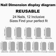 Press on Nails Long Square Shape Nails White Acrylic Nails Glossy Glue on Nails French False Nail Tips with Butterfly Charms and White Flowers Design for Women and Girls, 24Pcs