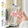 thumbnail image 3 of kkbbma under $5 4Pcs Glass Water Cup, 400ml Glass Water Cup with Handle,Lid Glass StRaws Detachable Bow,Transparent Drinking Cup for Cold Beverages,Cute Butterfly Decor Tumbler,Home Office Drinkware, 3 of 9