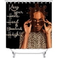 thumbnail image 2 of 4PCS Cute Black Girl Shower Curtain Set, Inspirational Quotes Butterfly Ballet Black Women African American Woman Bathroom Decor Waterproof Fabric Pink Shower Curtain, Non-slip Bath Mat, 2 of 7