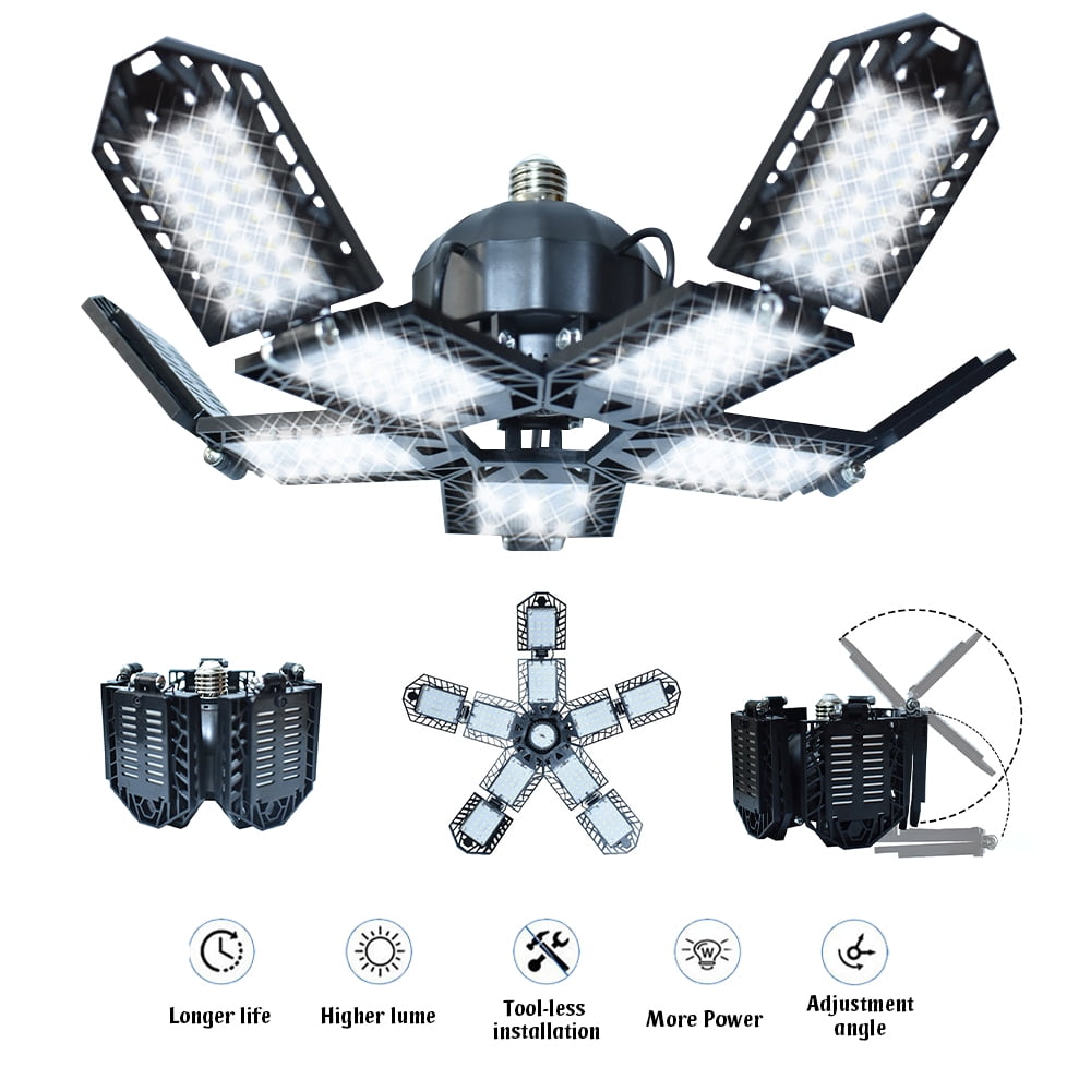 Welan LED Garage Light with 10+1 Adjustable Panels, Super Bright Screw E27 Ceiling Workshop Work Light, 150W 15000 Lumens for Garage, Workshop, Attic, Basement.