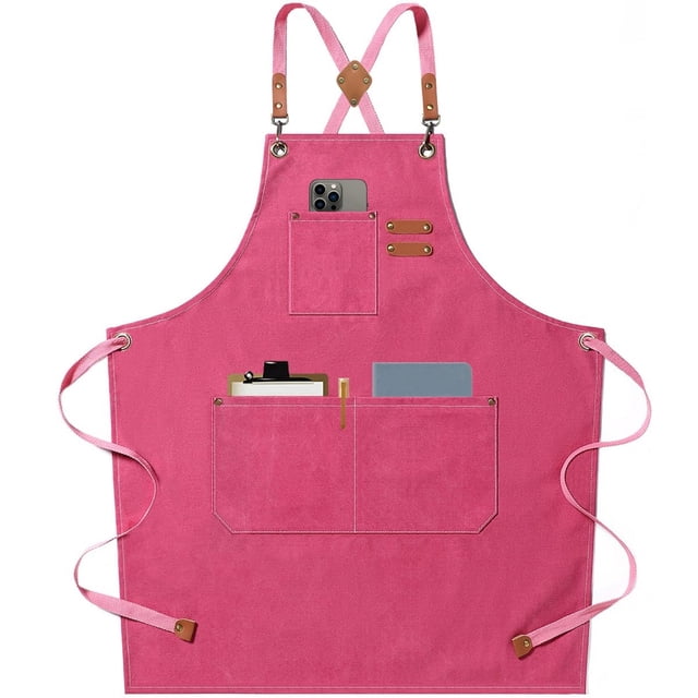 JJKBVCLO Chef Aprons For Men Women With Large Pockets Canvas Back Heavy Duty Adjustable Work Apron