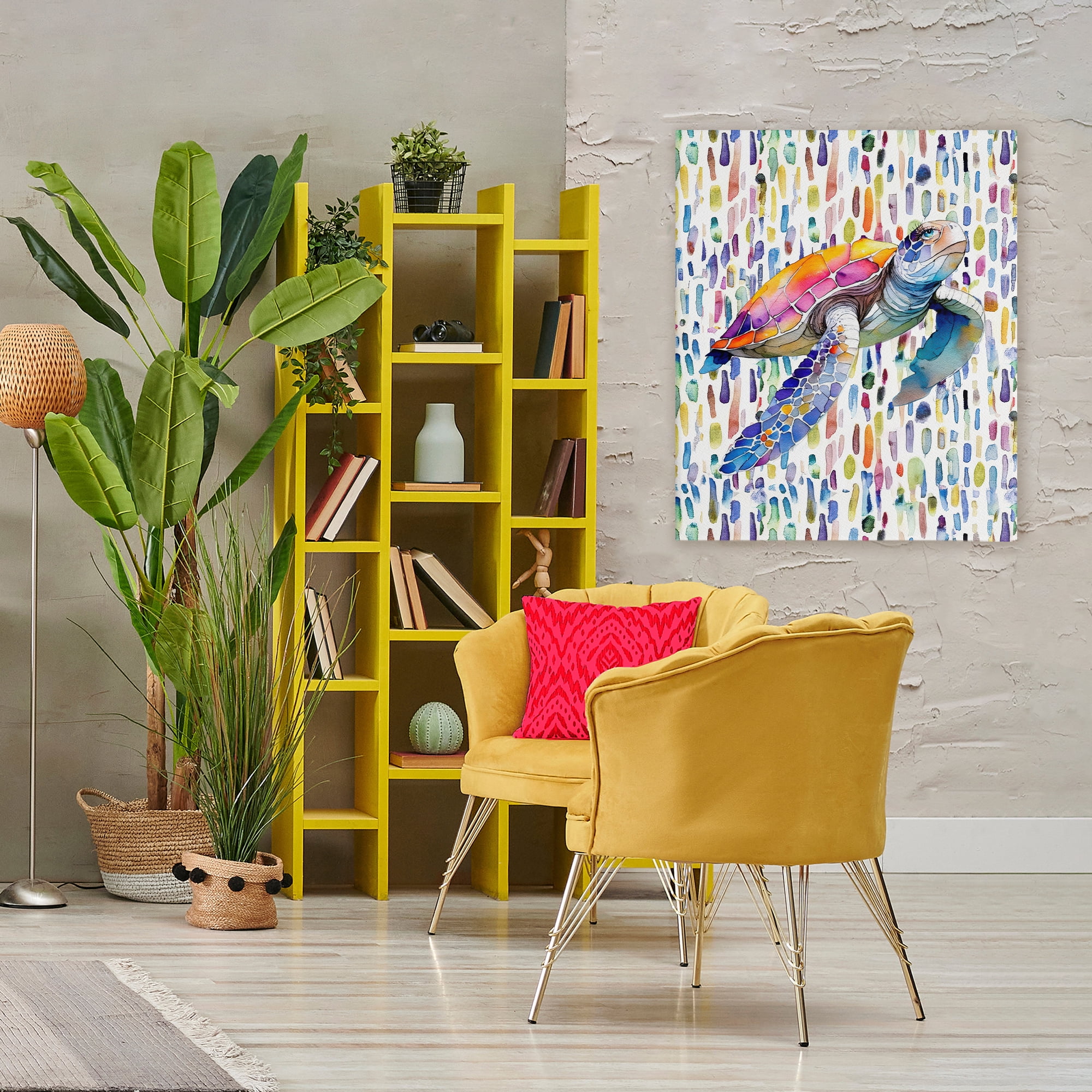 Stupell Industries Turtle on Colorful Dots Canvas Wall Art, design by Shelly Craig