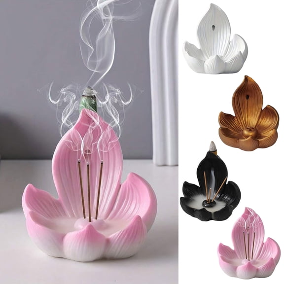 Dserhfy Lotus Incense Stick Holder Backflow Incense Burner Resin Incense Cone Holder for Incense Lovers Gift Home Table Centerpiece