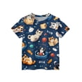 thumbnail image 3 of CCRFTGI Cute Tops for Kids Girls Size 10-12 Short Sleeve Animal Print Clothes for Teen Girls Tee Shirts Summer Trendy Loose Comdy Crew Neck T-Shirts Navy 5-6 Years, 3 of 4