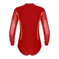 thumbnail image 2 of iiniim Men's Shiny Rhinestone Deep V Neck Latin Tango Dance Shirt Leotard Ballroom Dance Costume Red L, 2 of 7