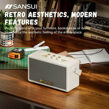 SANSUI Portable Wireless Speaker, Subwoofer Music Player, HD Surround Sound, Deeper Bass, Long Standby, Home, Outdoor, Office, Gift Portable Speaker. (Wood Color)